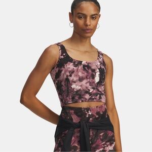 Under Armour workout Fitted Crop Tank Top in Dusty Rose and Black L  Womens NWT